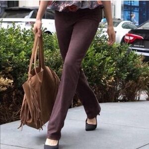 Brown Suede Betabrand Yoga Office Pants Trousers Bootcut
